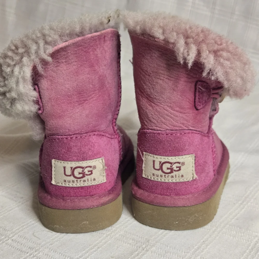 UGG Kids Bailey Button II Suede Chestnut Toddler Girls‎ Boots Size 6 Pink GUC